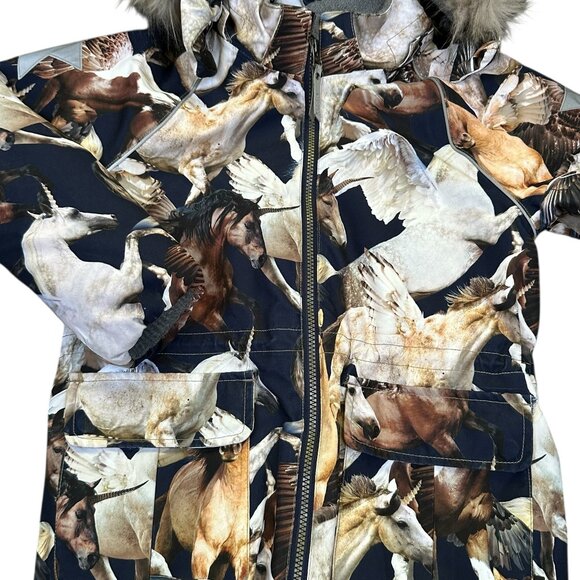 Molo Mystical Unicorn and Pegasus All Over Print Parka Jacket 9-10. - Picture 2 of 5